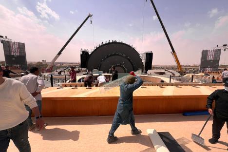 Migrant workers at a construction site in Riyadh, Saudi Arabia.