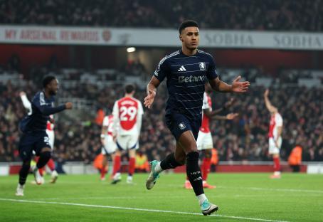 Ollie Watkins of Aston Villa celebrating a goal.