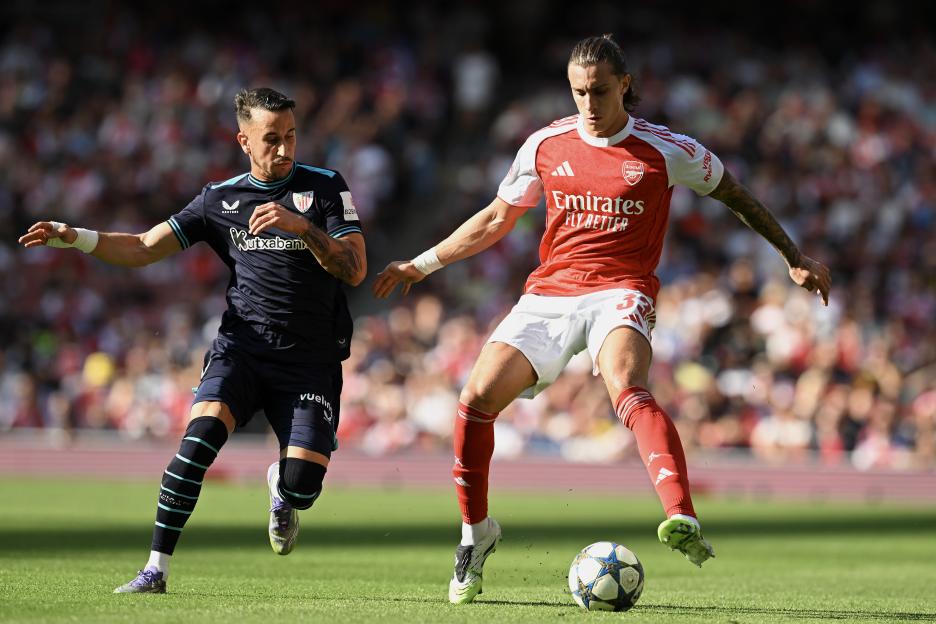 Viktor Gyökeres of Arsenal celebrating a goal.