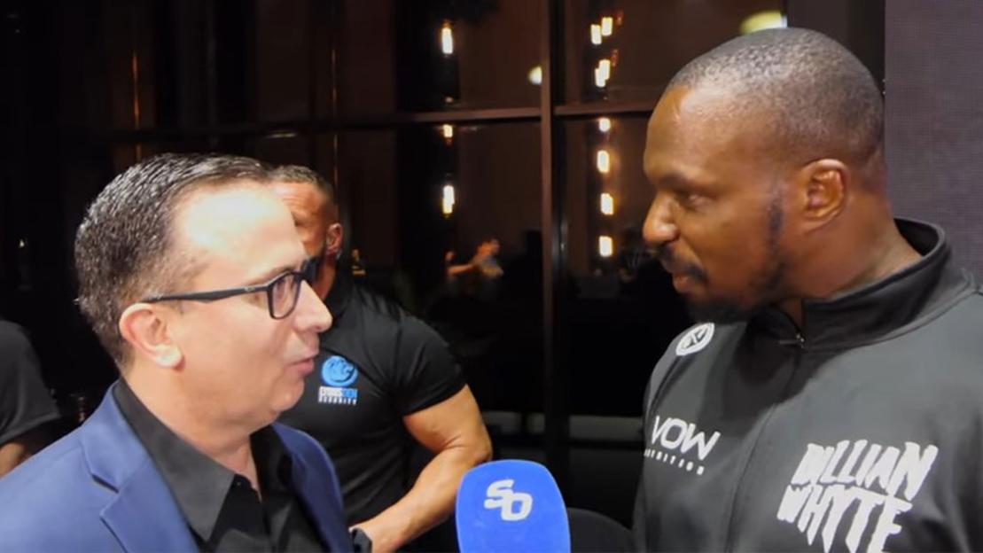Moment Dillian Whyte confronts announcer after he gives him very inappropriate nickname