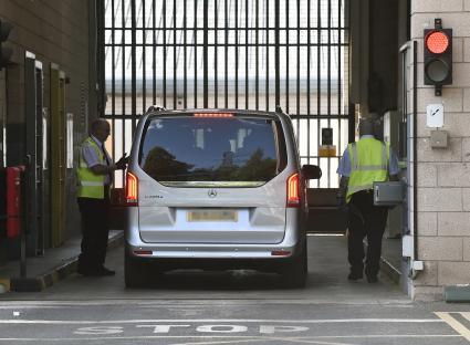 Chris Brown's transport leaving Forest Bank Prison.