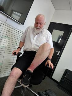 Man with swollen ankle after spider bite.