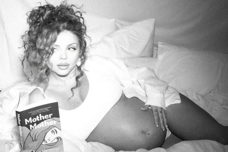 Jesy Nelson shows off huge baby bump in new snap as she prepares to give birth to twins