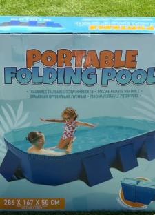 Box for a portable folding pool.