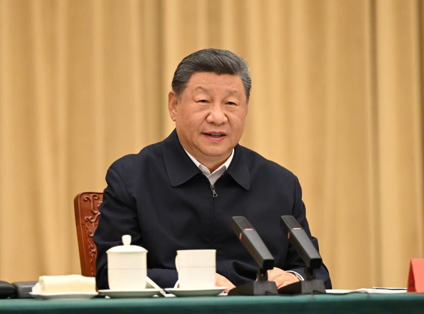 Chinese President Xi Jinping delivering a speech in Urumqi.