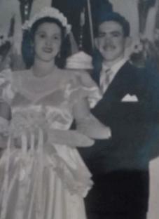 Black and white photo of a bride and groom on their wedding day.