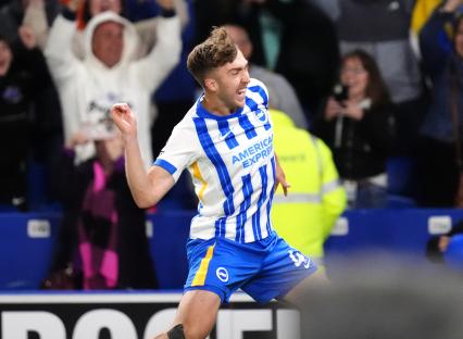 Jack Hinshelwood celebrating a goal.