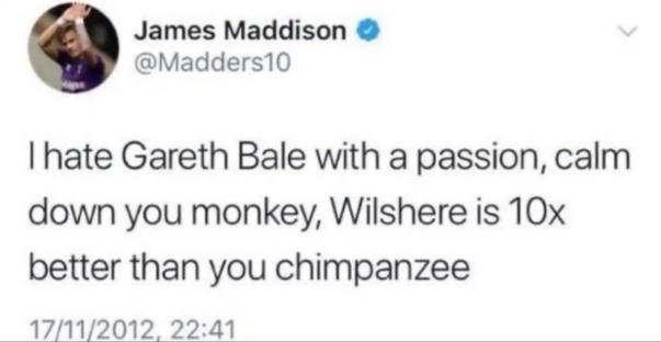 Screenshot of a tweet expressing strong dislike for Gareth Bale.