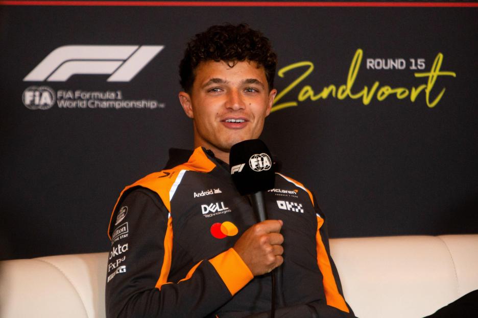 Lando Norris of McLaren Formula 1 Team at a press conference.