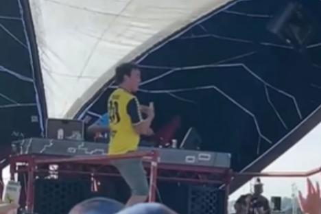 Brit music star surprises Glastonbury Festival fans by playing secret set with his son