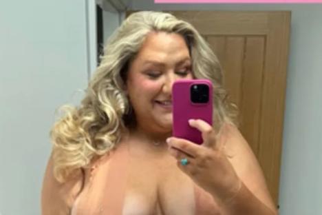 Bake Off star Laura Adlington strips off to nothing but boob tape as she gives pregnancy update
