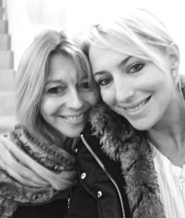 Black and white photo of Ali Bastian and her mother.