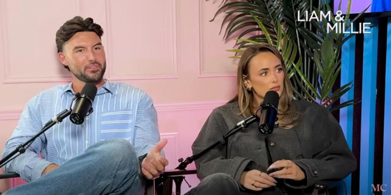 Samie Elishi and a man on a podcast.