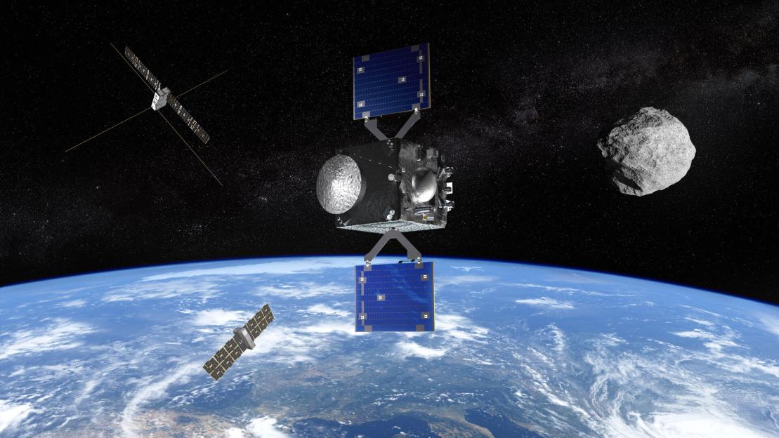 Illustration of the Ramses mission to asteroid Apophis.