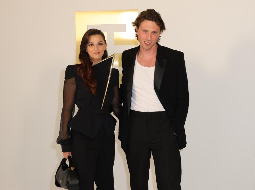 Marisa Abela and Jamie Bogyo at Paris Fashion Week.