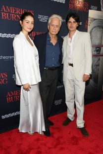 Carys Douglas, Michael Douglas, and Dylan Douglas at the premiere of "America's Burning."