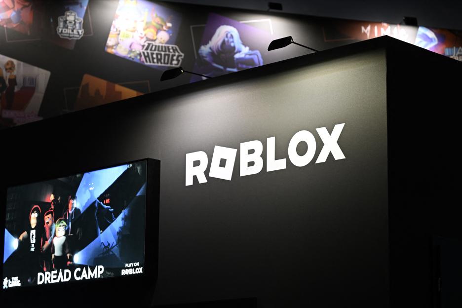 Roblox logo at Gamescom.