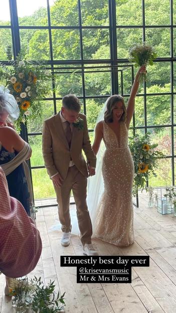 Georgia May Foote and Kris Evans on their wedding day.