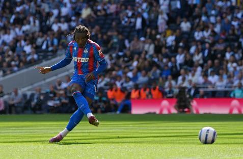 Eberechi Eze of Crystal Palace scoring a goal.