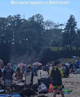 Mini twister on a Welsh beach.