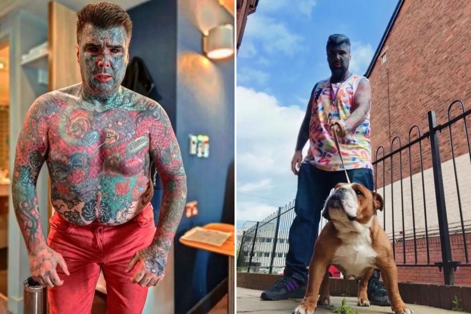 Britain’s most tattooed man who’s spent £40k transforming his entire body reveals how he looked before getting inked cover image