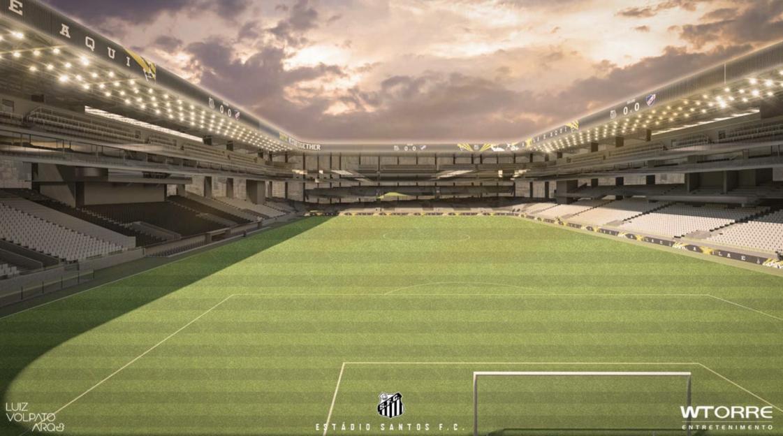 Illustration of Santos FC's new stadium design.