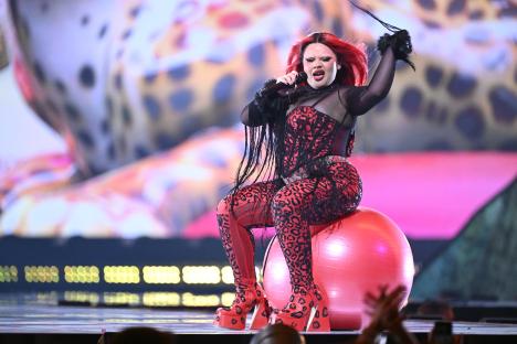 Miriana Conte, representing Malta, performing at the Eurovision Song Contest.