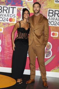 Vick Hope and Calvin Harris at the BRIT Awards 2024.