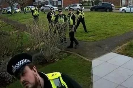Moment dad who complained on WhatsApp group is arrested for ‘harassment’ and led away by six police officers