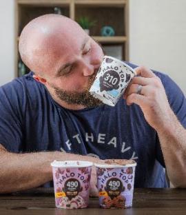 Man enjoying Halo Top ice cream.