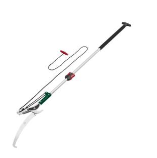 Telescopic tree pruner with saw.