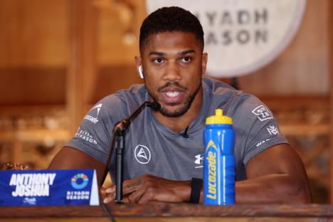 Anthony Joshua at a press conference.