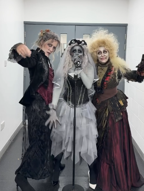 Three Strictly Come Dancing stars in dramatic Halloween makeovers, including a zombie bride.