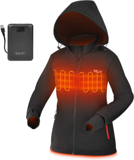 Heated jacket with battery pack.