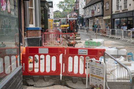 Roadworks in Ashbourne, Derbyshire.