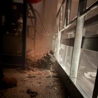 Debris on the floor of a damaged power unit.