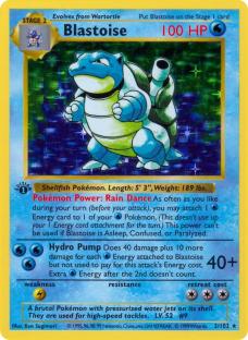 Blastoise Pokémon card, #9, from the Base Set.