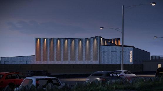 Illustration of proposed Tropicana Marine Parade renovations in Weston-super-Mare at night.