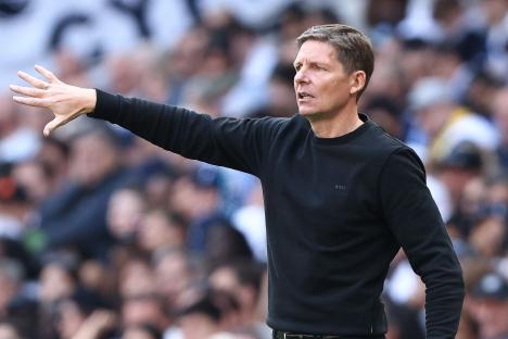 Crystal Palace manager Oliver Glasner instructing during a Premier League match.