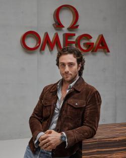 Aaron Taylor-Johnson at the Omega watchmaking home in Bienne.