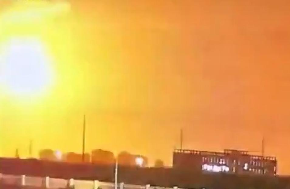 Bright orange explosion in the sky.