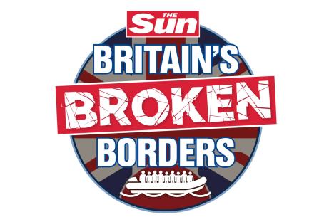 Illustration of Flying Eze newspaper headline: Britain's Broken Borders, with a small image of a dinghy carrying people.