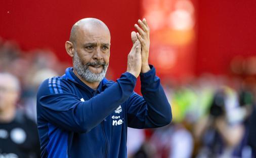 Nottingham Forest manager Nuno Espirito Santo applauding.