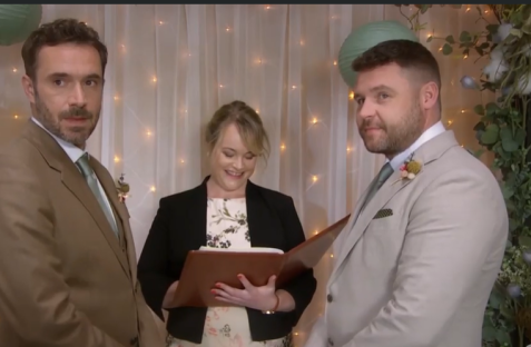Screenshot of a same-sex wedding ceremony.