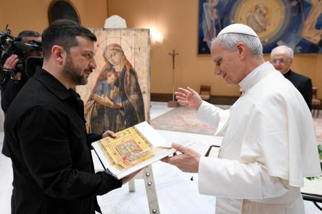 Pope Leo XIV greets President Zelensky and JD Vance after inauguration mass