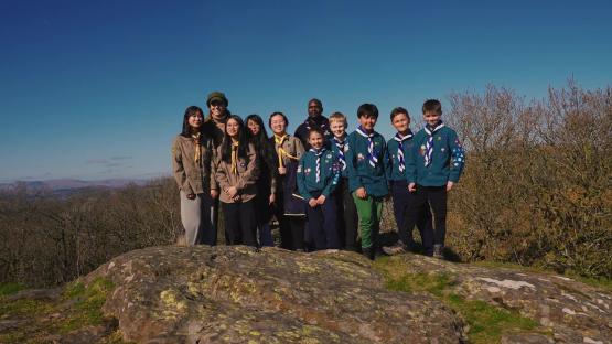 Princess Kate and the Chief Scout with Scouts in the Lake District.