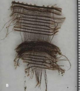 Fragment of brown textile from an Austrian mummy.