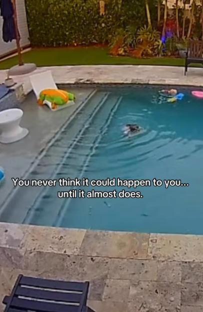 A clip of the daughter struggling in the pool