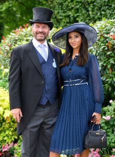 ASCOT, ENGLAND - JUNE 18: Nick Knowles and Katie Dadzie attend day one of Royal Ascot 2024 at Ascot Racecourse on June 18, 2024 in Ascot, England. (Photo by Karwai Tang/WireImage)