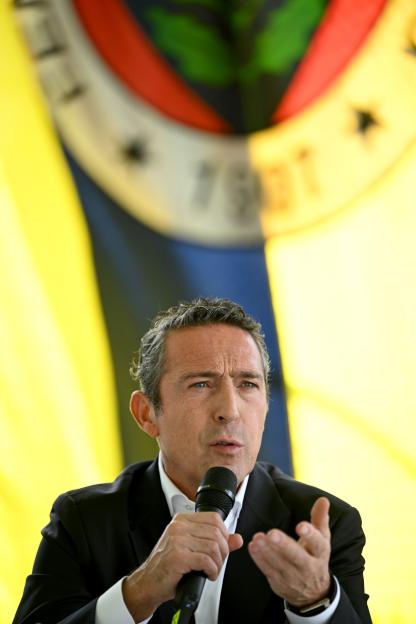 ISTANBUL, TURKIYE - SEPTEMBER 13: Fenerbahce Club President, Ali Koc speaks to press members at Samandira Can Bartu Facilities in Istanbul, Turkey on September 13, 2025. (Photo by Ali Atmaca/Anadolu via Getty Images)